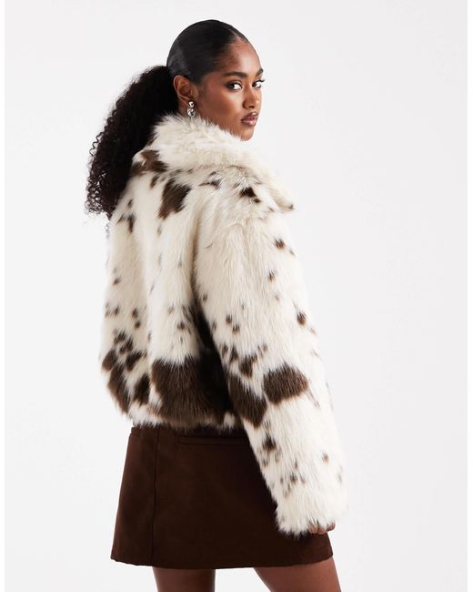 Miss Selfridge Natural Faux Fur Collar Bomber Jacket