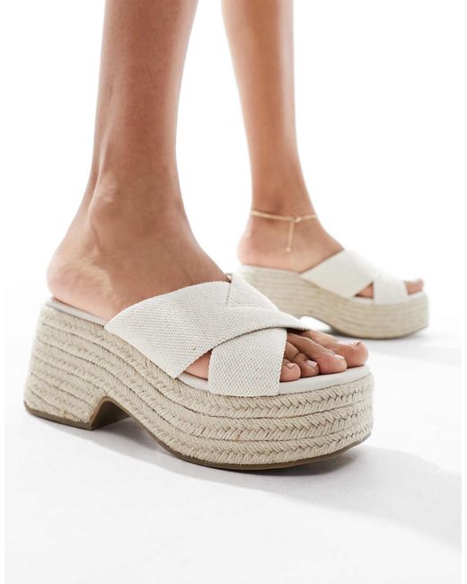 Asos Design Wide Fit White Toy Cross Strap Wedges
