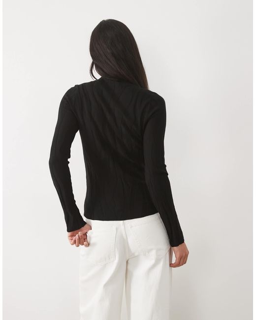 Mango Black High Neck Knitted Top