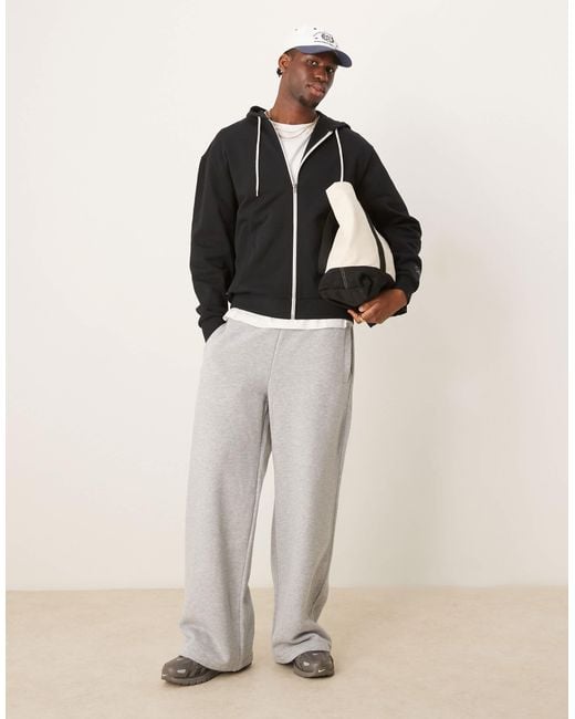 ASOS Black Zip Through Hoodie With Chest And Back Print for men