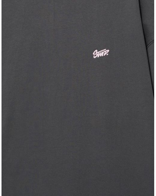 T-Shirt Oversize Squadrata Grigia Con Logo Stwd di Pull&Bear in Blue da Uomo