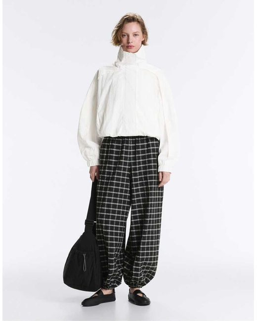 Oysho White Check Cotton Bloomer Trousers