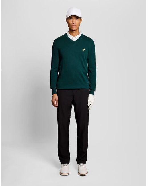 Lyle & Scott Green Mid Knits Golf 1874 V Neck Pullover for men