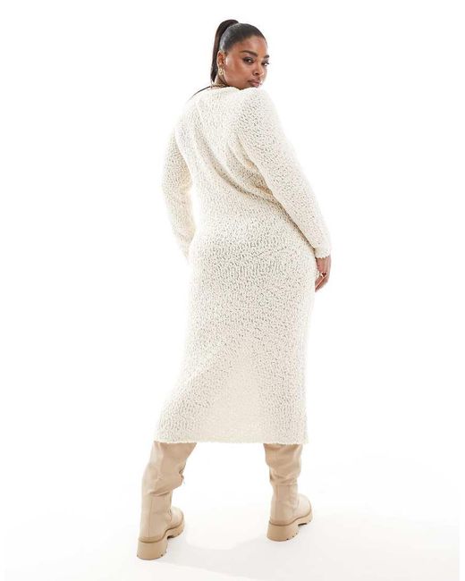 ONLY Gebreide Midaxi-Jurk Met Textuur in het White