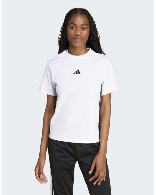 Adidas Originals White Essentials 3-Stripes Cotton Tee