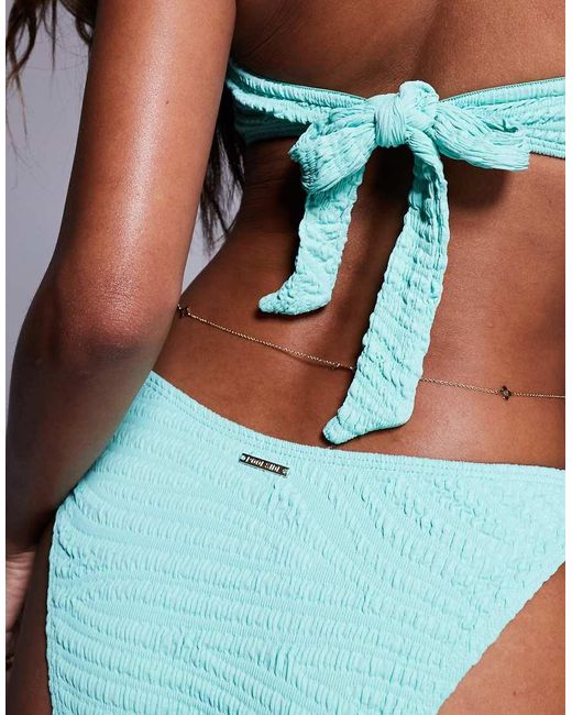 River Island Blue Crinkle Bikini Bottom