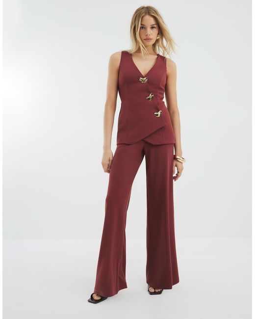 River Island Red Waistcoat Hybrid Jumpsuit