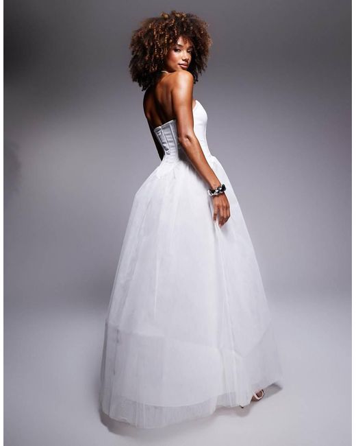 True Decadence Gray Bandeau Corset Maxi Dress