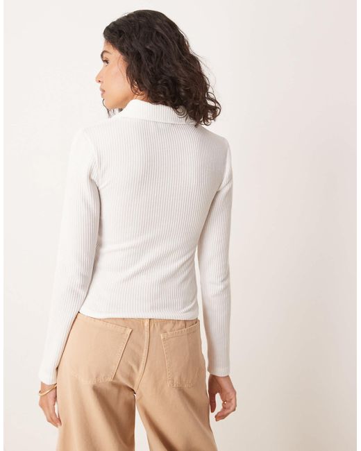 ASOS White – langärmliges, geripptes oberteil