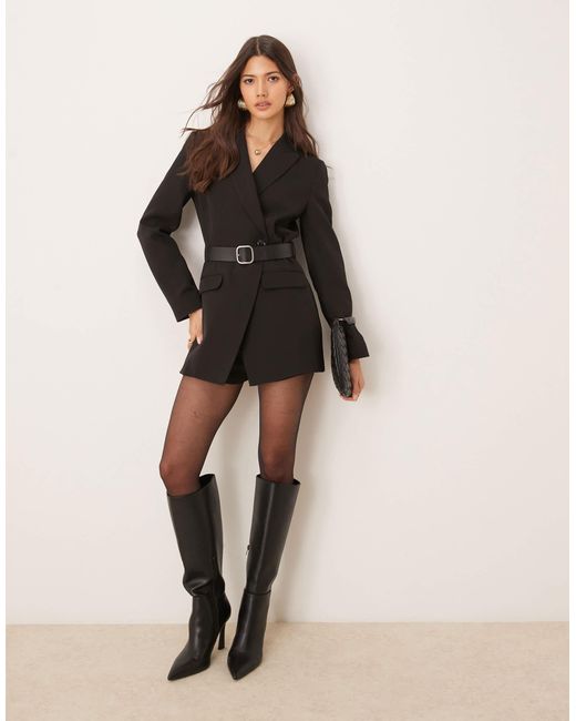 Miss Selfridge Gray Belted Blazer Dress Playsuit