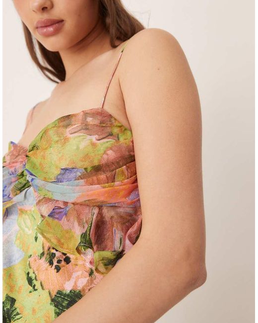 ASOS Natural Chiffon Bust Satin Cami Maxi Dress