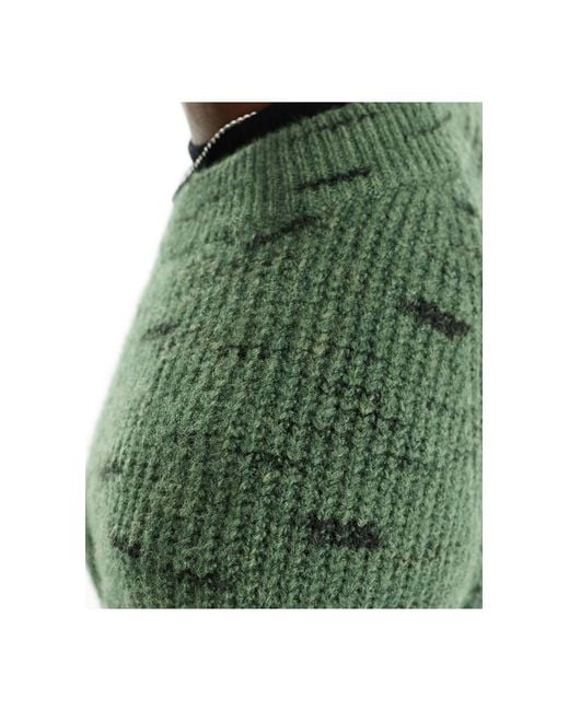 Weekday Green Norman Relaxed Space Dye Jumper for men