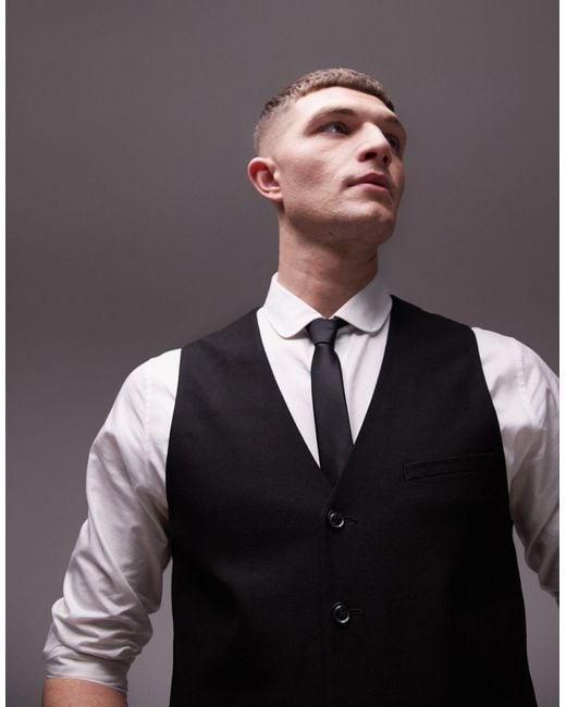 Topman Gray Textured Suit Vest for men