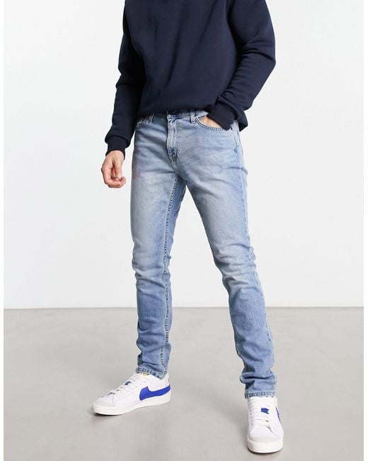 Hollister Blue Slight Distressed Skinny Fit Jeans for men