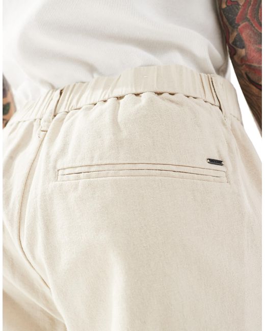 Only & Sons White baggy Fit Linen Trousers for men