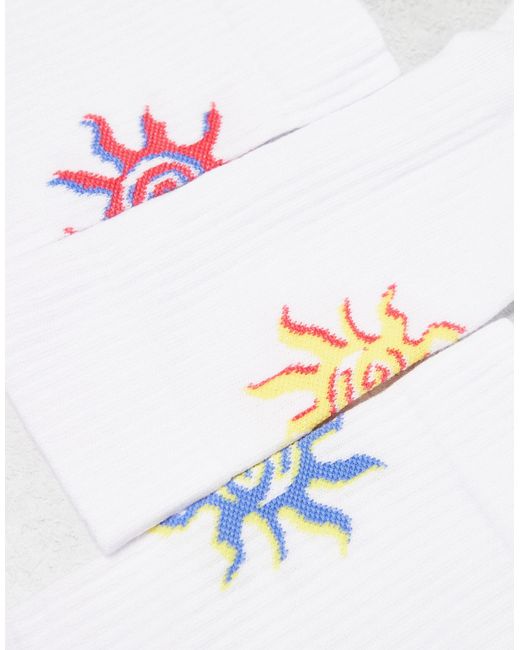 ASOS White 3 Pack Sport Sock With Sun Embroidery for men