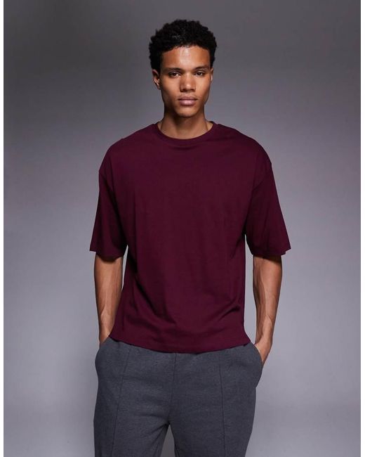 ASOS Purple Boxy Oversized T-shirt With Street Graphic for men