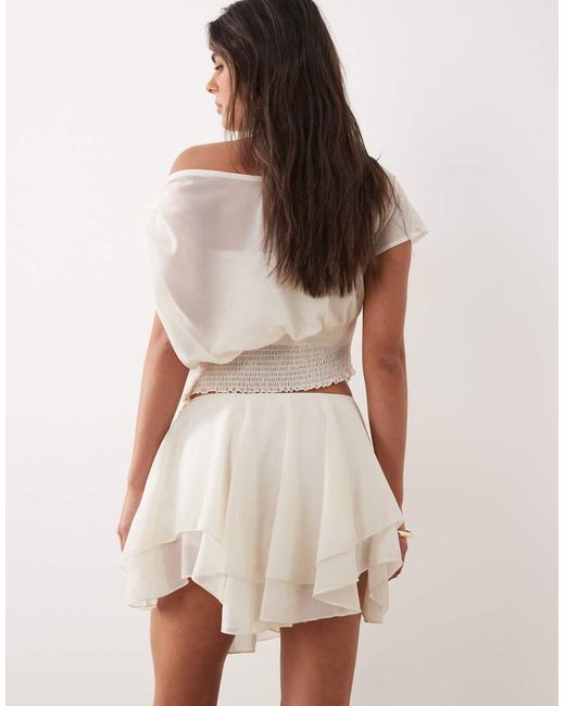 The Frolic Natural Exclusive Chiffon Asymmetric Tiered Frill Mini Skirt