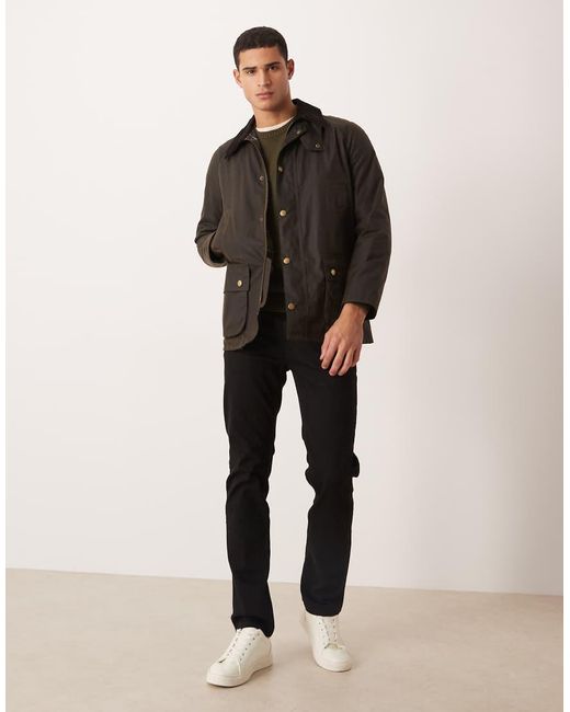 Barbour Gray Ashby Wax Jacket Olive for men