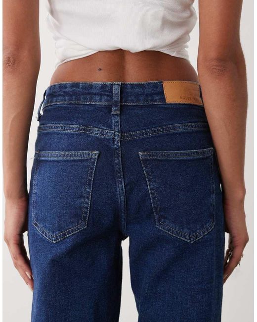 Noisy May Blue Moni High Rise Slim Straight Jeans