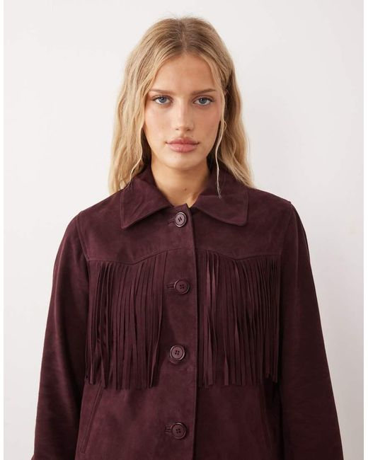 Urbancode Purple Western Fringed Jacket