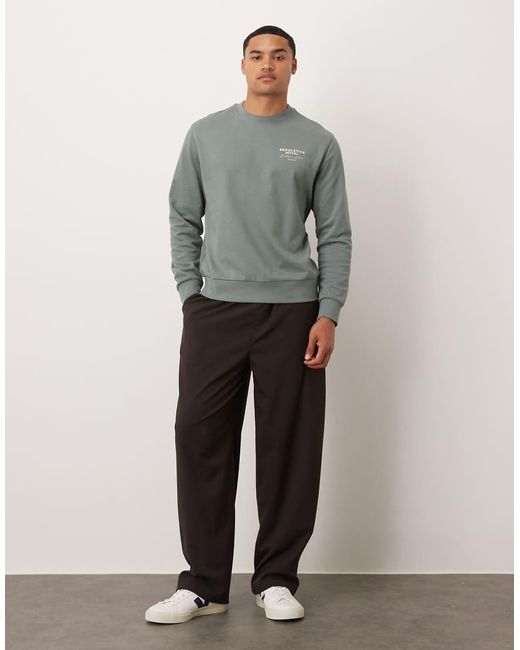 Mango Gray Cotton Sweatshirt With Seoul Graphic for men