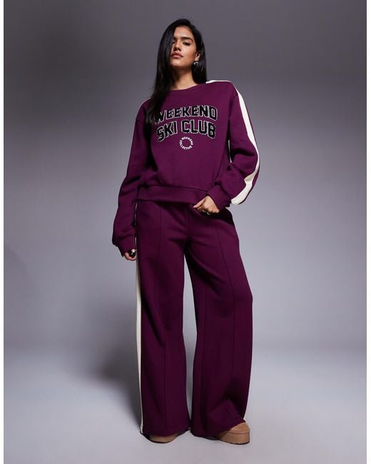 ASOS Purple Weekend Collective Heavyweight Sweatshirt With Ski Club Design