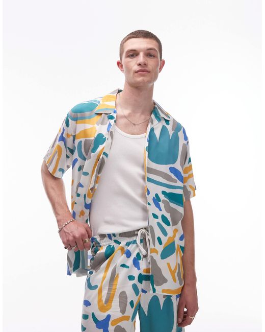 Antigua - chemise d'ensemble à imprimé trait Parlez pour homme en coloris Blue
