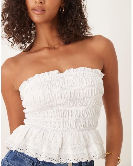 ASOS Blue – trägerloses, gesmoktes oberteil