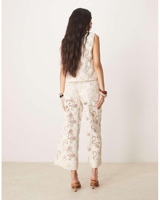 ASOS Natural Premium Culottes Co-ord With Floral Cutwork