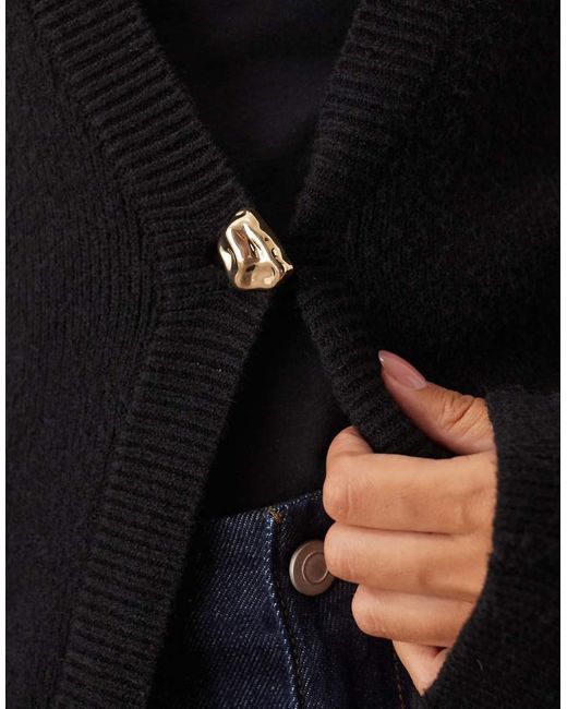 ARRANGE Blue Sculpted Waist Cardigan With Ovoid Sleeve