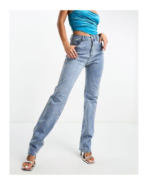Simmi - jeans dritti con strass di SIMMI in Blue