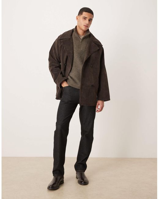 ASOS Brown Extreme Oversized Mid Length Jacket for men