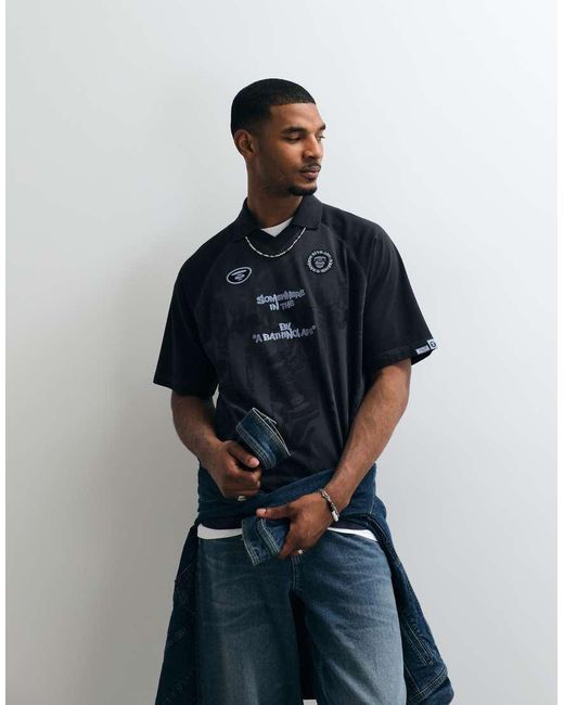 Aape By A Bathing Ape Blue Aape By A Bathing Ape Logo Sports Jersey for men