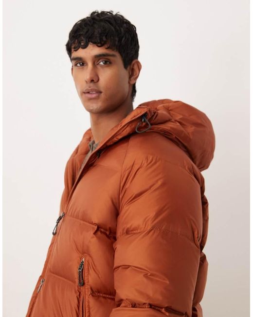 ARKET Orange Sporty Down Jacket With Hood for men