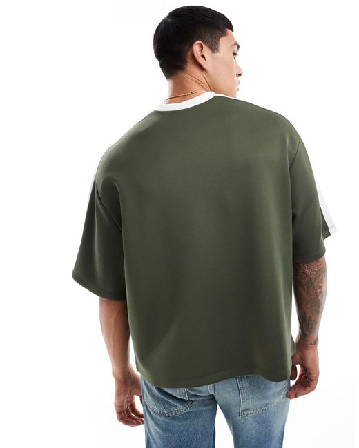 T-shirt décontracté coupe carrée en néoprène - kaki ASOS pour homme en coloris Green