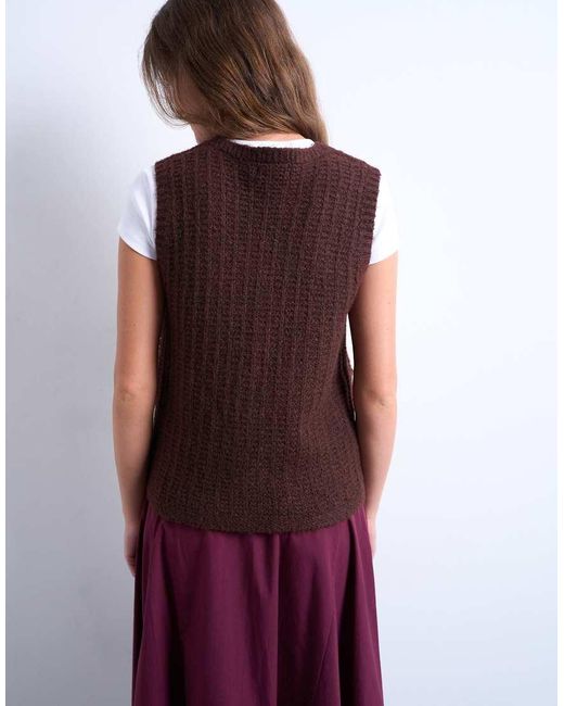 Chaleco Marrón Con Bolsillo De Punto Calado De TOPSHOP de color Purple