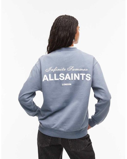 AllSaints Blue Soleil Etta Logo Sweatshirt With Back Print