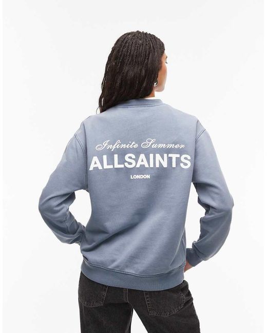 Sudadera Azul Con Estampado En La Espalda Y Logo Soleil Etta De AllSaints de color Blue