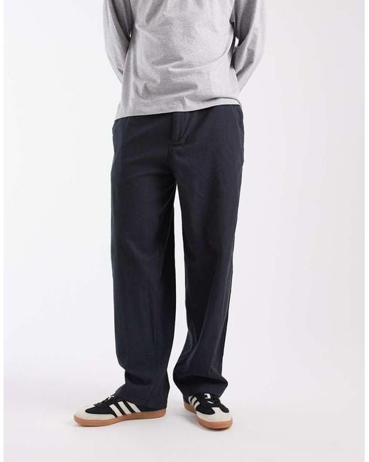 Jack & Jones Gray Smart Linen Mix Pants for men