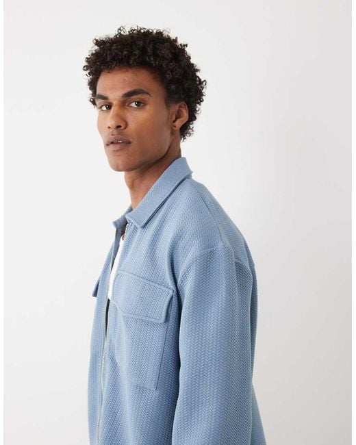 ASOS Blue Relaxed Zip Up Jacket for men