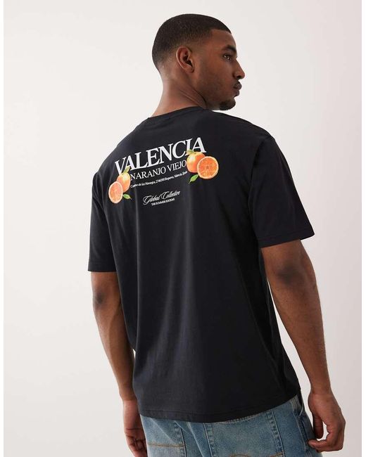 Only & Sons Blue Oversized T-shirt With Valencia Back Print for men