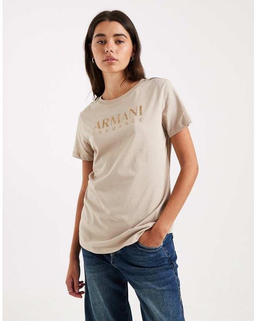 ARMANI EXCHANGE Blue Diamante Logo T-shirt