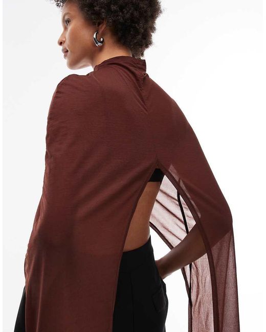 ASOS Brown Floor Length Mesh Cape Top