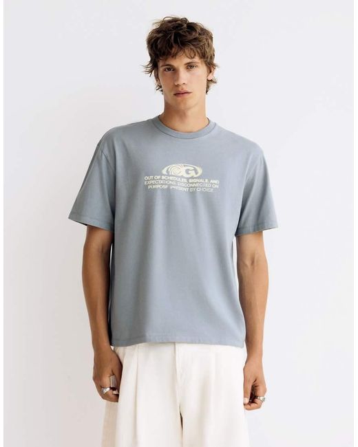 Bershka White Short Sleeve Print T-Shirt for men