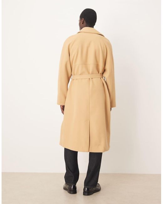 ASOS Natural Oversized Wool Look Overcoat for men