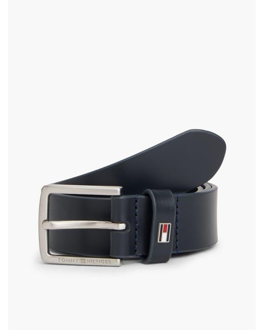 Tommy Hilfiger Blue Kids' Enamel Flag Square Buckle Leather Belt