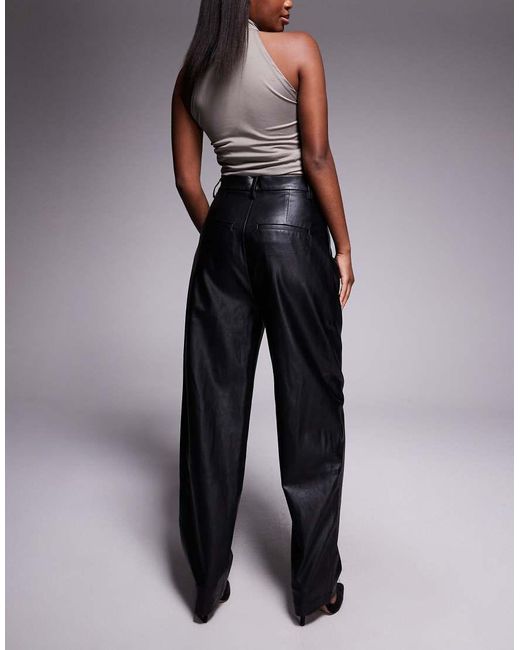 Bardot Black Leather Look High Waisted Tapered Leg Trousers