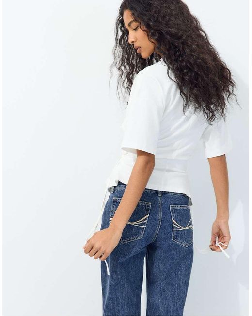 Stradivarius Blue T-shirt With Side Ties