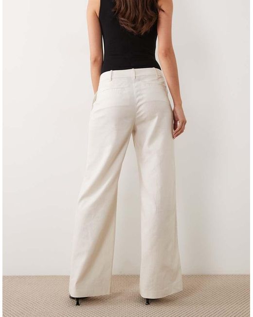 GOOD AMERICAN Natural Linen Mid Rise Relaxed Wide Leg Trouser
